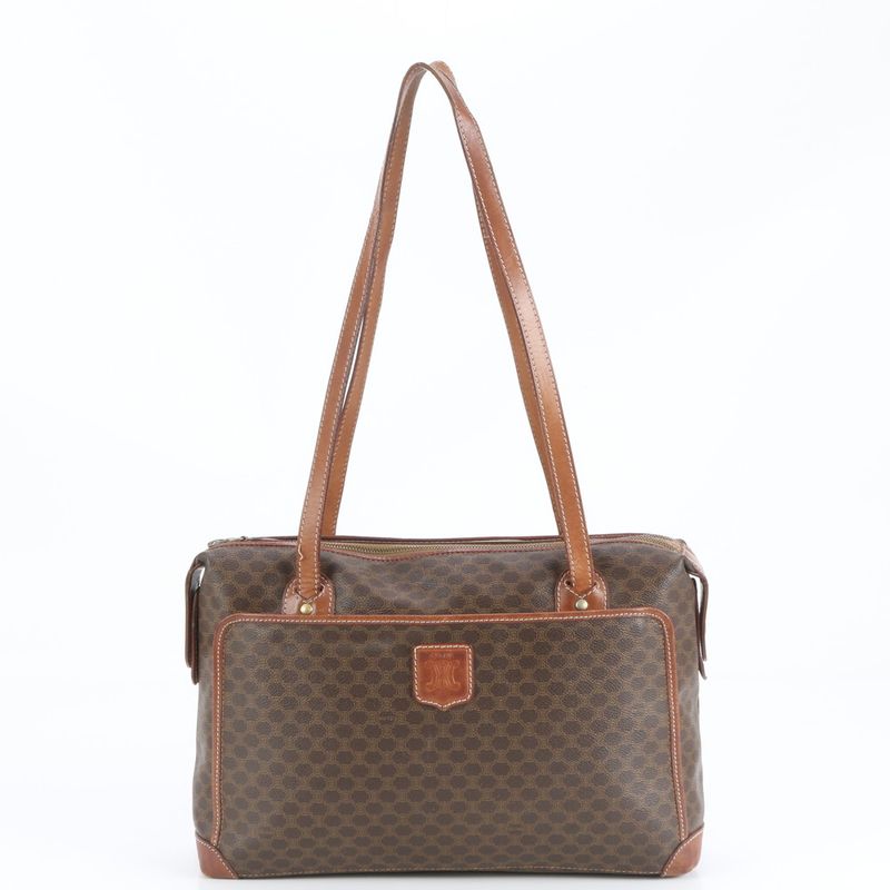 Vintage Celine Macadam Triomphe Leather Tote Bag Shoulder Hand A4 Ladies RUE
