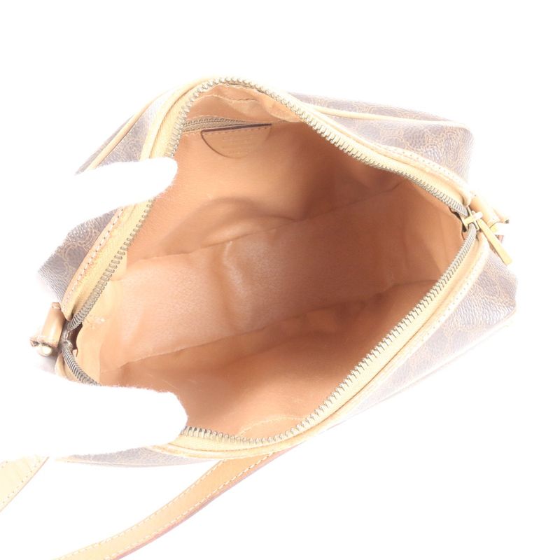 Vintage Celine Macadam Leather Shoulder Bag Crossbody Brown Women RUE Db7-5