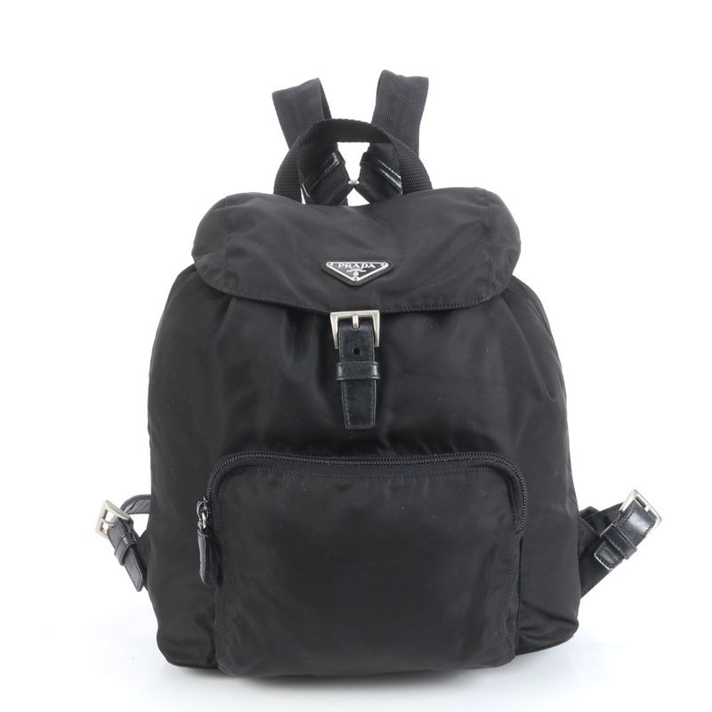 Prada Tessuto Nylon Triangle Logo Backpack Sac Backpack Black Women RUE Db2-3