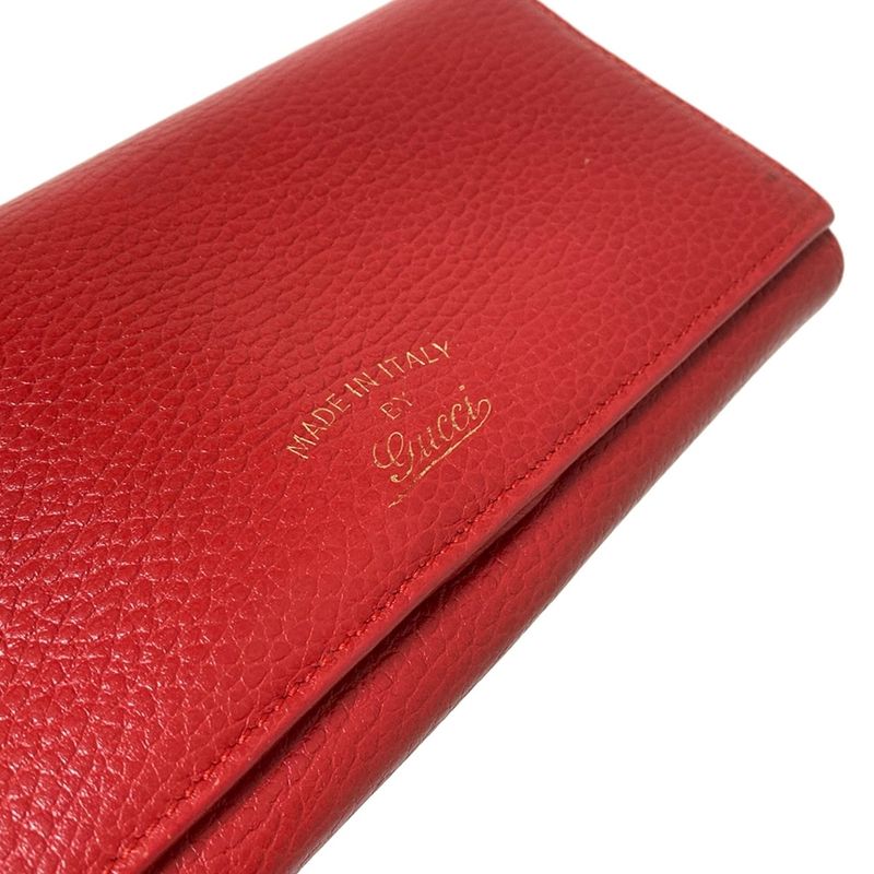 Gucci Swing Long Wallet 354498 Red L-shaped Zipper Leather