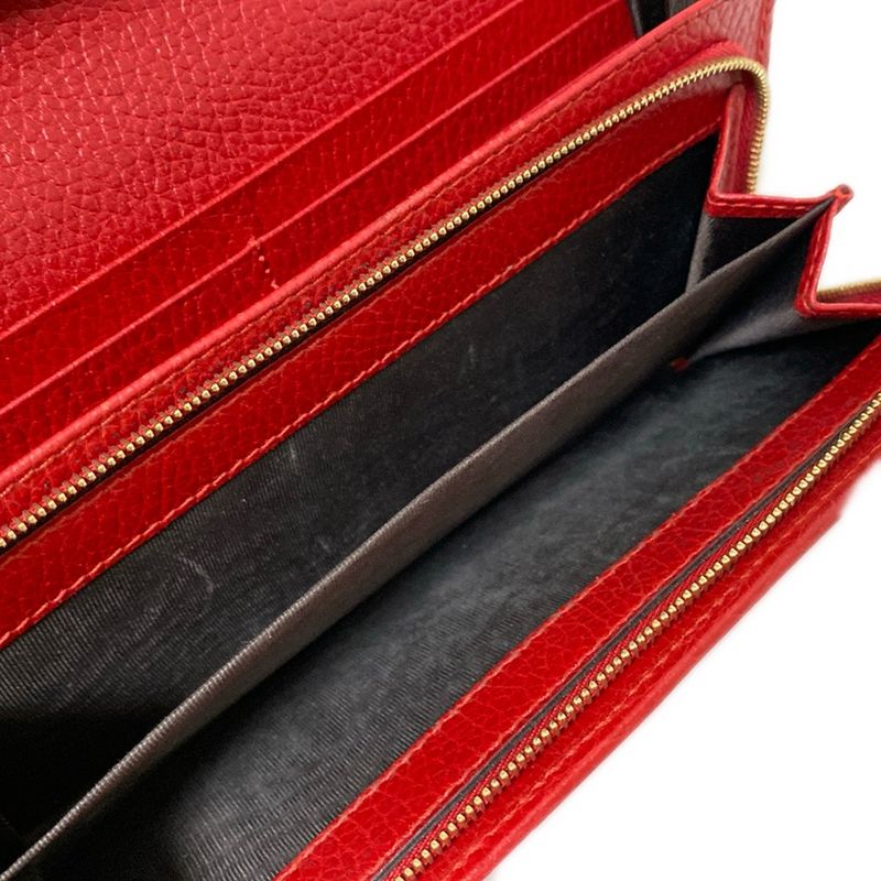 Gucci Swing Long Wallet 354498 Red L-shaped Zipper Leather