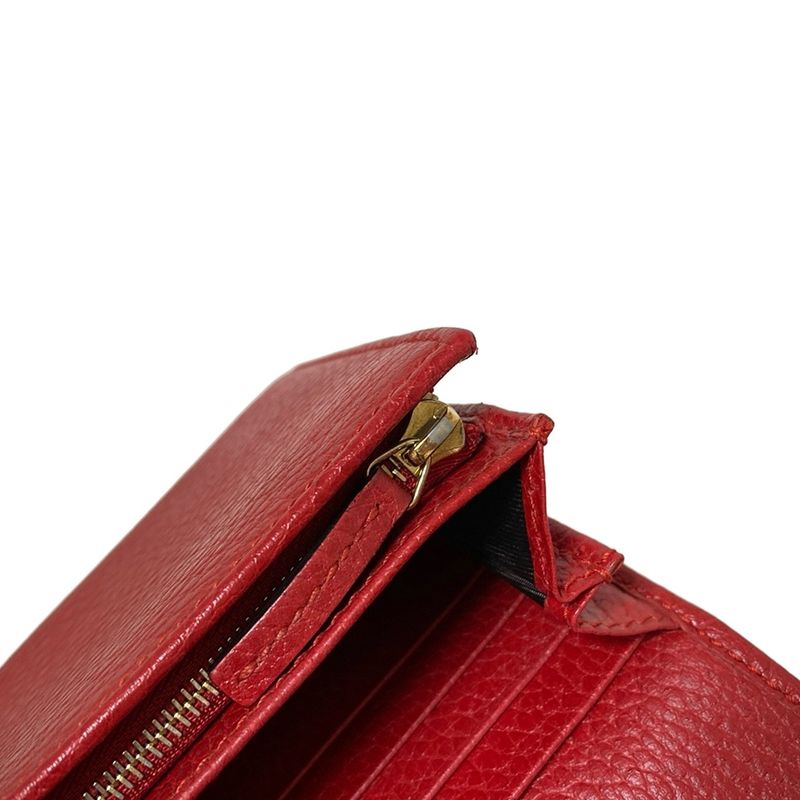 Gucci Swing Long Wallet 354498 Red L-shaped Zipper Leather
