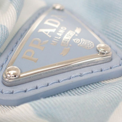 Prada Triangle Logo Chou 1if015_2dtp_f0x24 Hair Accessory Silk Blue White