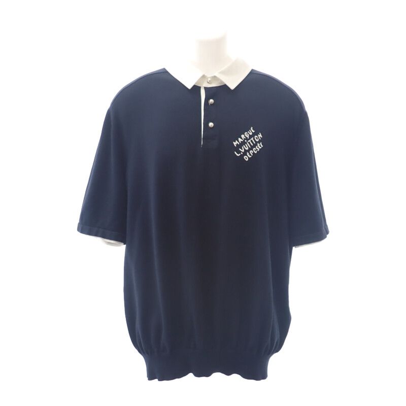 Louis Vuitton Embroidered Short Sleeve 1ahujk Polo Shirt Cotton Black Men's