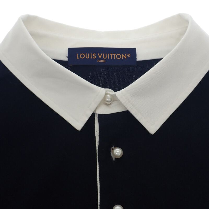 Louis Vuitton Embroidered Short Sleeve 1ahujk Polo Shirt Cotton Black Men's
