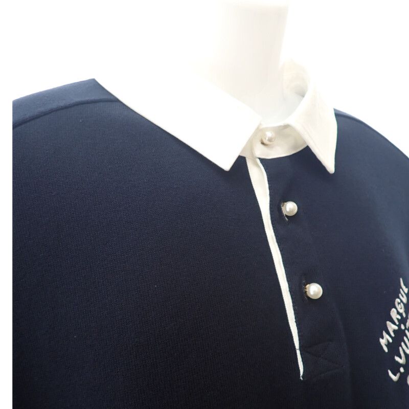 Louis Vuitton Embroidered Short Sleeve 1ahujk Polo Shirt Cotton Black Men's