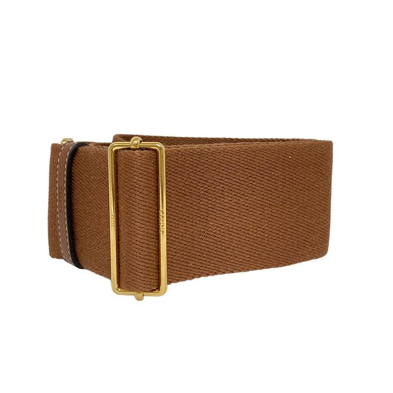 Celine Shoulder Strap - Brown And Gold Leather