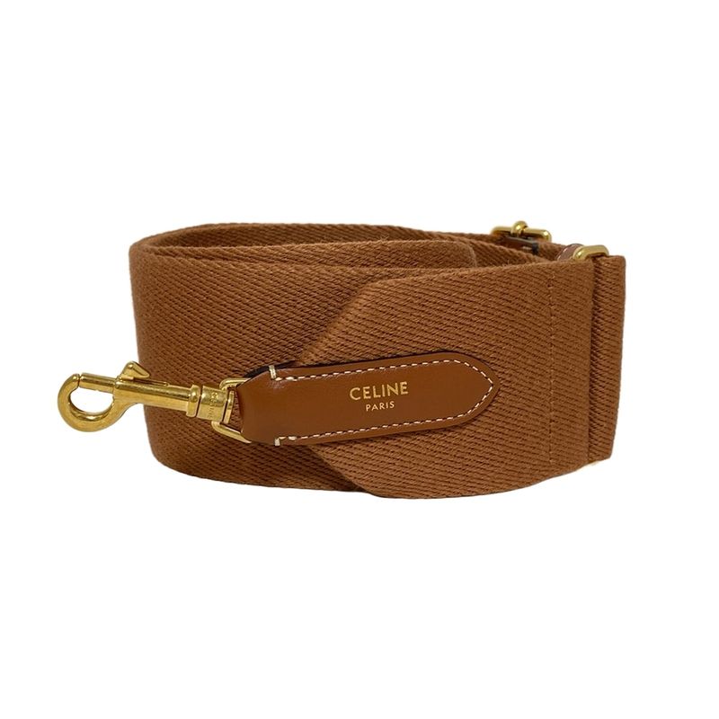 Celine Shoulder Strap - Brown And Gold Leather