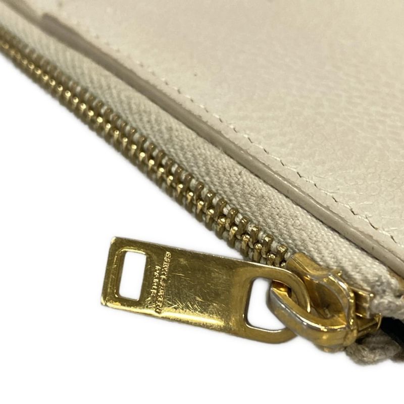 Saint Laurent Paris Coin Case Fragment Zip Pouch 631992 Grey Beige With Card