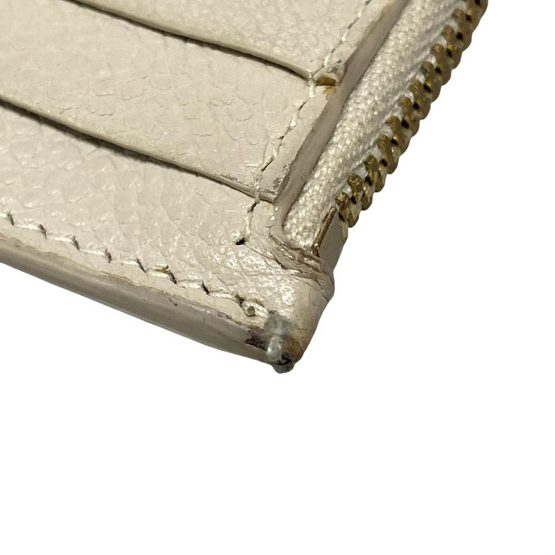 Saint Laurent Paris Coin Case Fragment Zip Pouch 631992 Grey Beige With Card