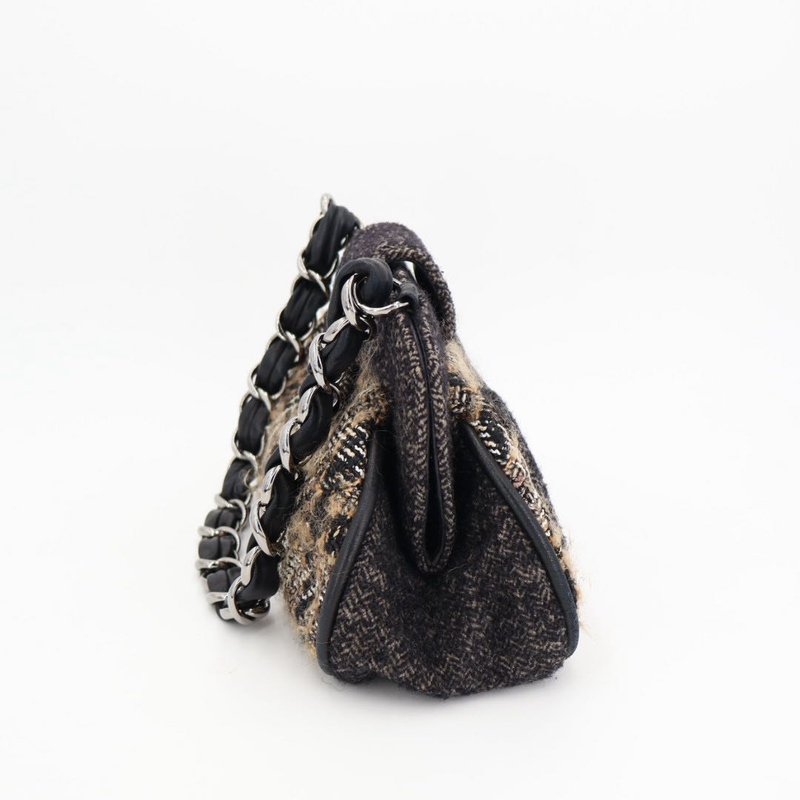 Chanel Coco Mark Tweed And Leather Chain Shoulder Bag