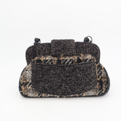 Chanel Coco Mark Tweed And Leather Chain Shoulder Bag