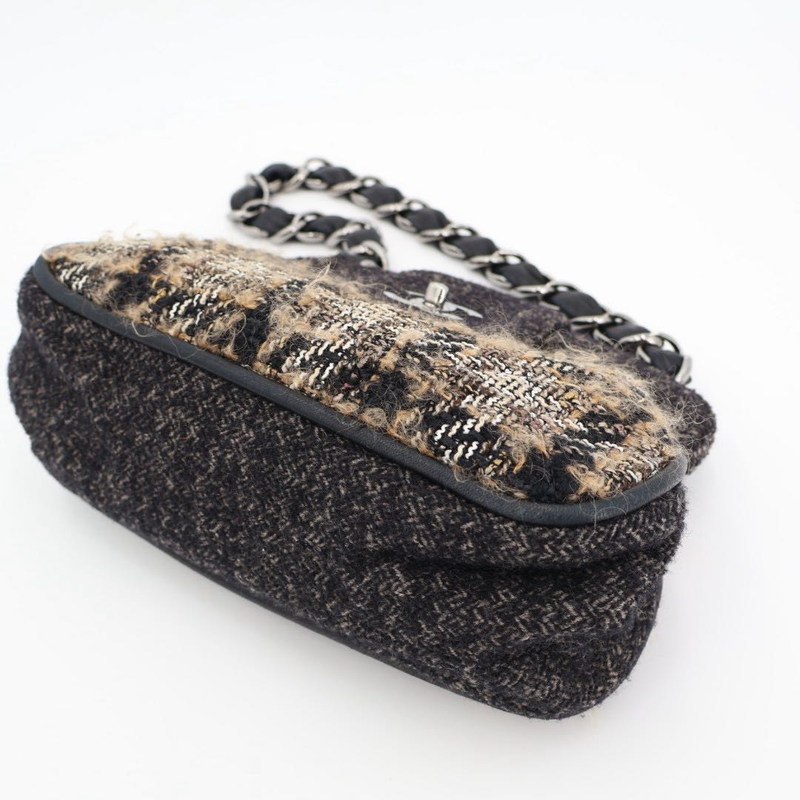 Chanel Coco Mark Tweed And Leather Chain Shoulder Bag