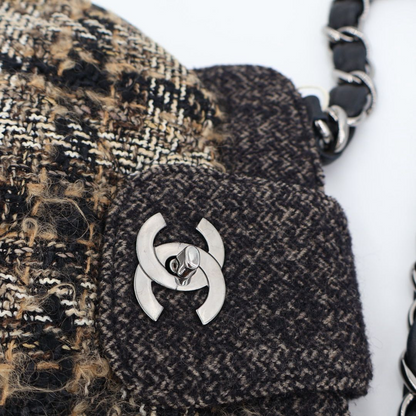 Chanel Coco Mark Tweed And Leather Chain Shoulder Bag