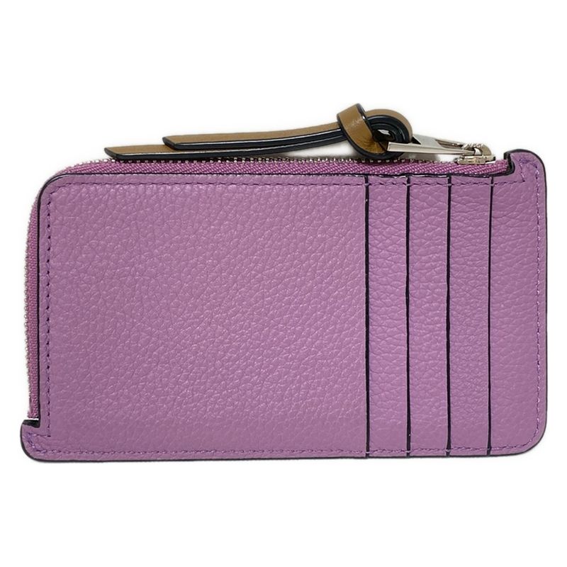 Loewe Coin Case Coin Card Holder Light Purple And Beige L-shaped Zipper