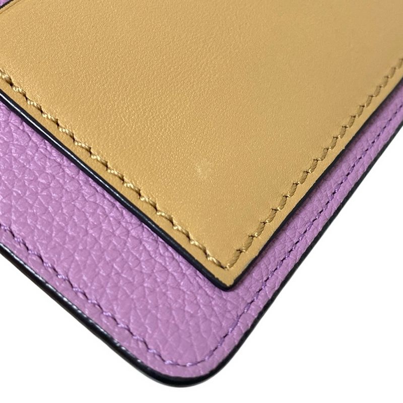 Loewe Coin Case Coin Card Holder Light Purple And Beige L-shaped Zipper