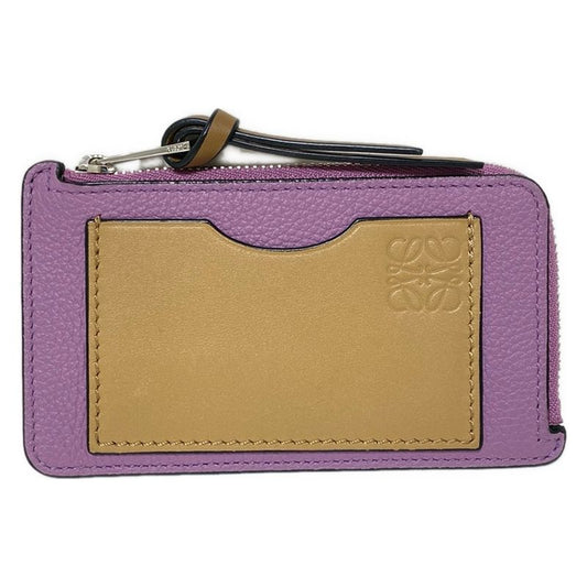 Loewe Coin Case Coin Card Holder Light Purple And Beige L-shaped Zipper