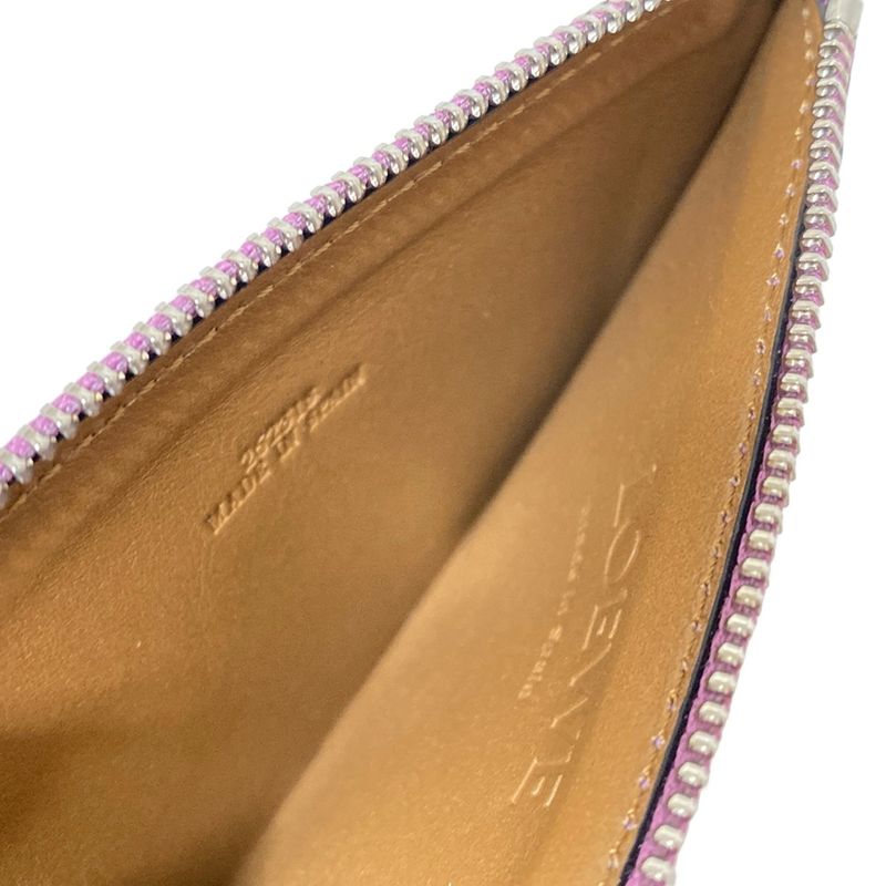 Loewe Coin Case Coin Card Holder Light Purple And Beige L-shaped Zipper