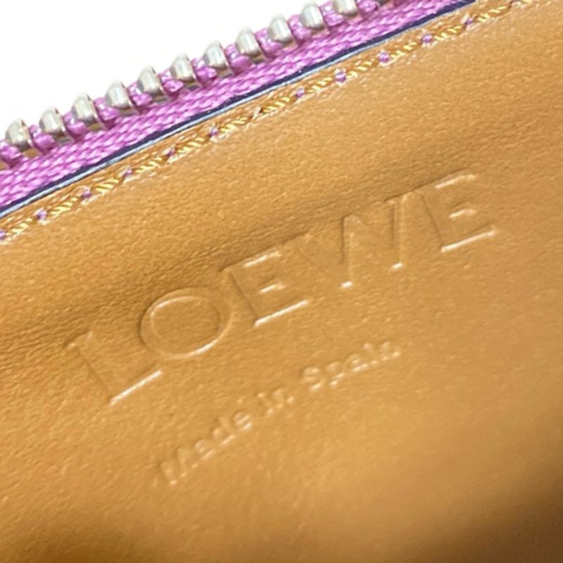 Loewe Coin Case Coin Card Holder Light Purple And Beige L-shaped Zipper