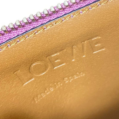 Loewe Coin Case Coin Card Holder Light Purple And Beige L-shaped Zipper