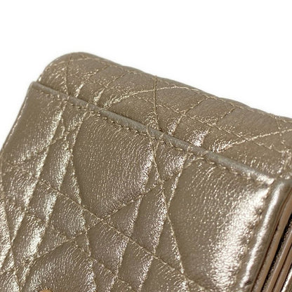 DIOR Christian Dior Lady Dior Gold Leather Trifold Wallet