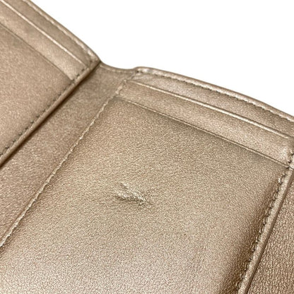 DIOR Christian Dior Lady Dior Gold Leather Trifold Wallet