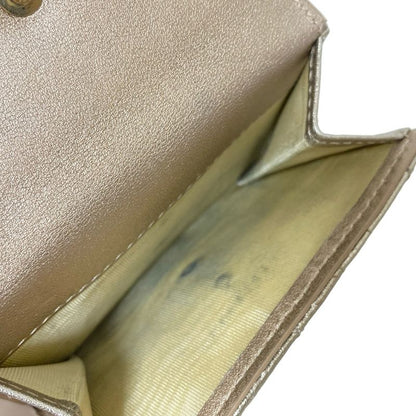 DIOR Christian Dior Lady Dior Gold Leather Trifold Wallet