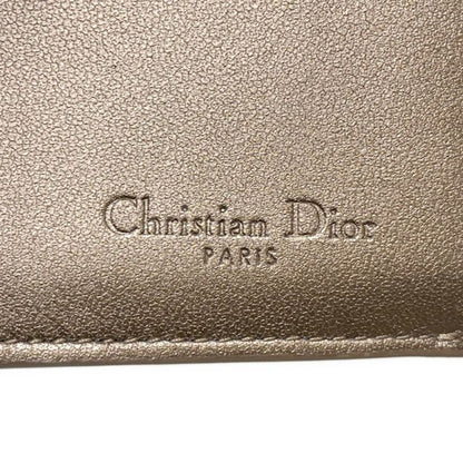 DIOR Christian Dior Lady Dior Gold Leather Trifold Wallet
