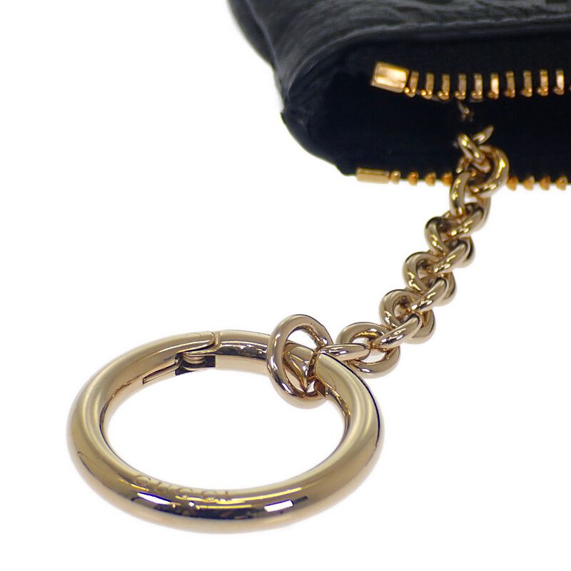 Gucci GG Emblem Key Pouch 815891 Aaeem 1000 Key Case GG Grain Leather Black