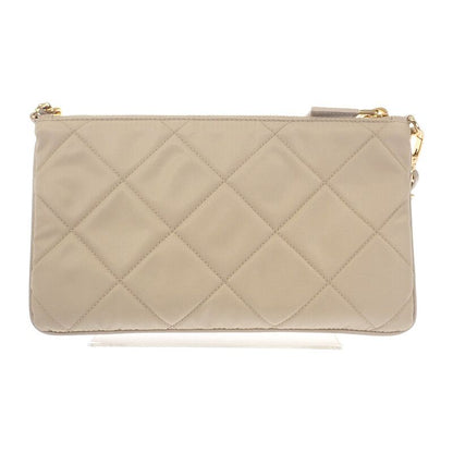 Prada Chain Shoulder Bag 1ni054 Handbag Tessuto Impunto Nylon Leather Beige