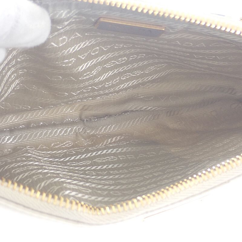 Prada Chain Shoulder Bag 1ni054 Handbag Tessuto Impunto Nylon Leather Beige