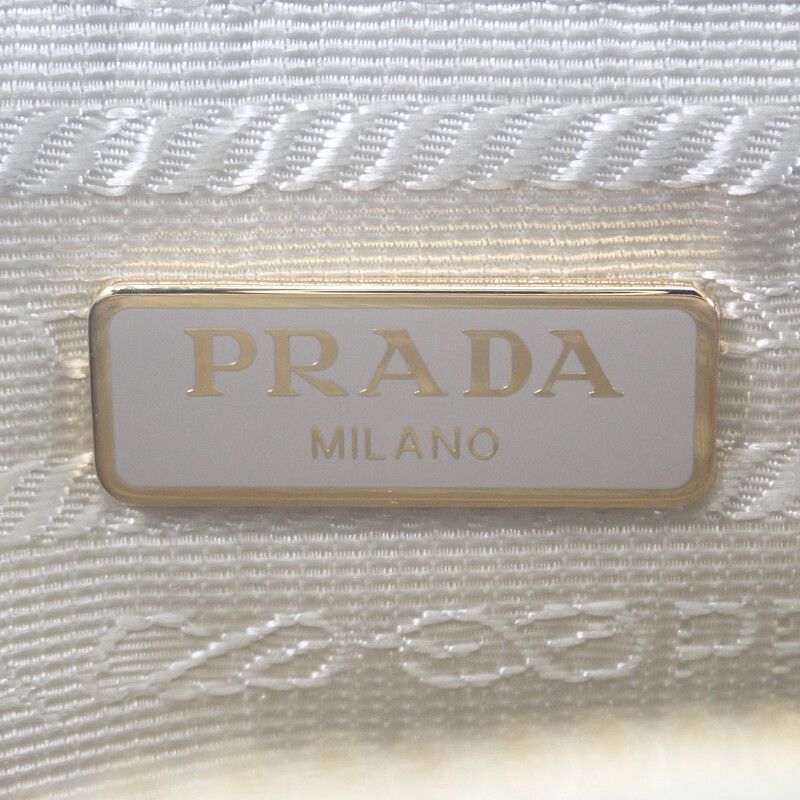 Prada Chain Shoulder Bag 1ni054 Handbag Tessuto Impunto Nylon Leather Beige