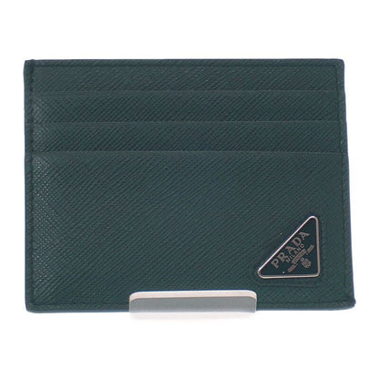 Prada Triangle 2mc223_qhh_f077u Card Case Saffiano Green Smeraldo Men's Women's