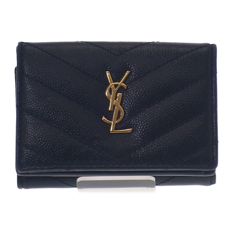 Saint Laurent Monogram Origami Tiny 668274bowa11000 Trifold Wallet Calf Black