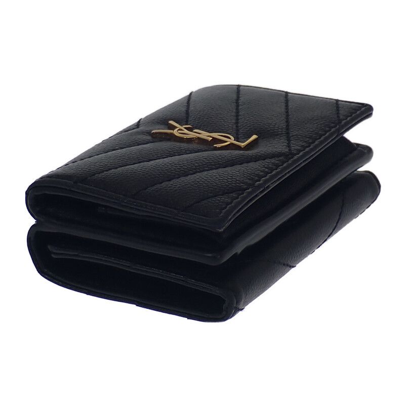 Saint Laurent Monogram Origami Tiny 668274bowa11000 Trifold Wallet Calf Black