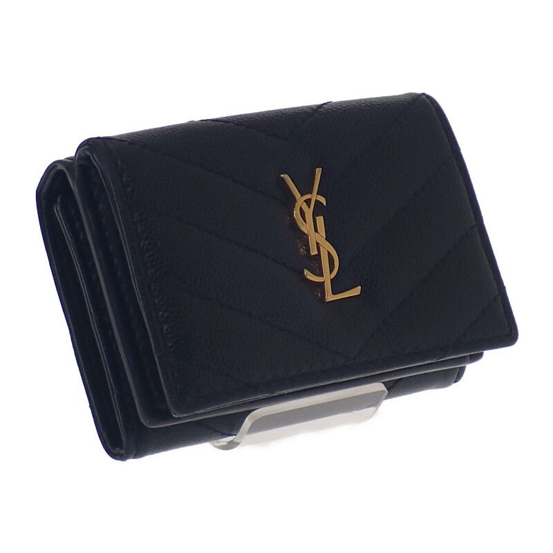 Saint Laurent Monogram Origami Tiny 668274bowa11000 Trifold Wallet Calf Black