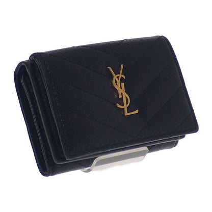 Saint Laurent Monogram Origami Tiny 668274bowa11000 Trifold Wallet Calf Black