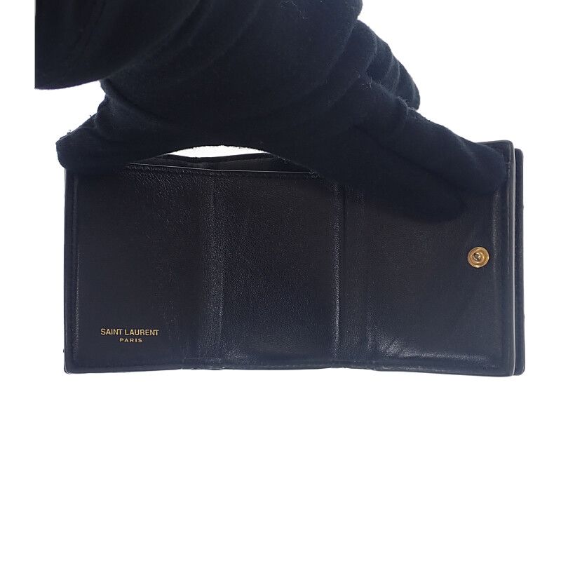 Saint Laurent Monogram Origami Tiny 668274bowa11000 Trifold Wallet Calf Black