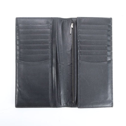 Celine Leather Long Wallet Fold Long Wallet Black Billfold Genuine Leather