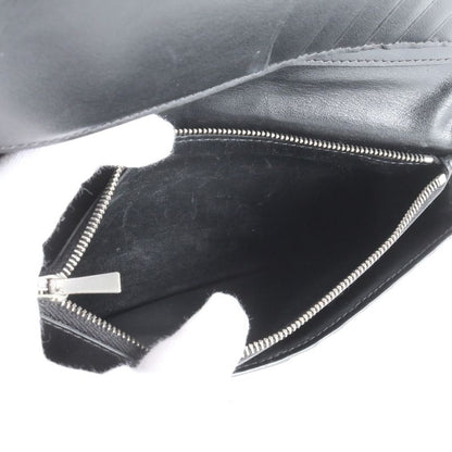 Celine Leather Long Wallet Fold Long Wallet Black Billfold Genuine Leather