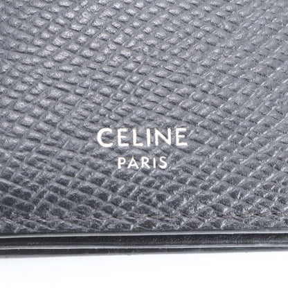 Celine Leather Long Wallet Fold Long Wallet Black Billfold Genuine Leather