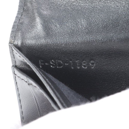 Celine Leather Long Wallet Fold Long Wallet Black Billfold Genuine Leather