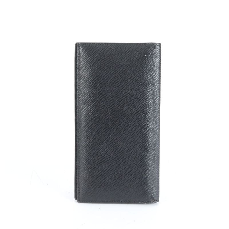 Celine Leather Long Wallet Fold Long Wallet Black Billfold Genuine Leather