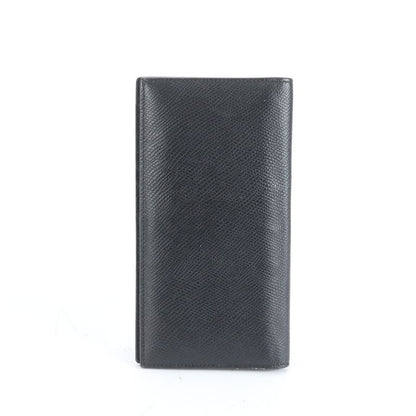Celine Leather Long Wallet Fold Long Wallet Black Billfold Genuine Leather