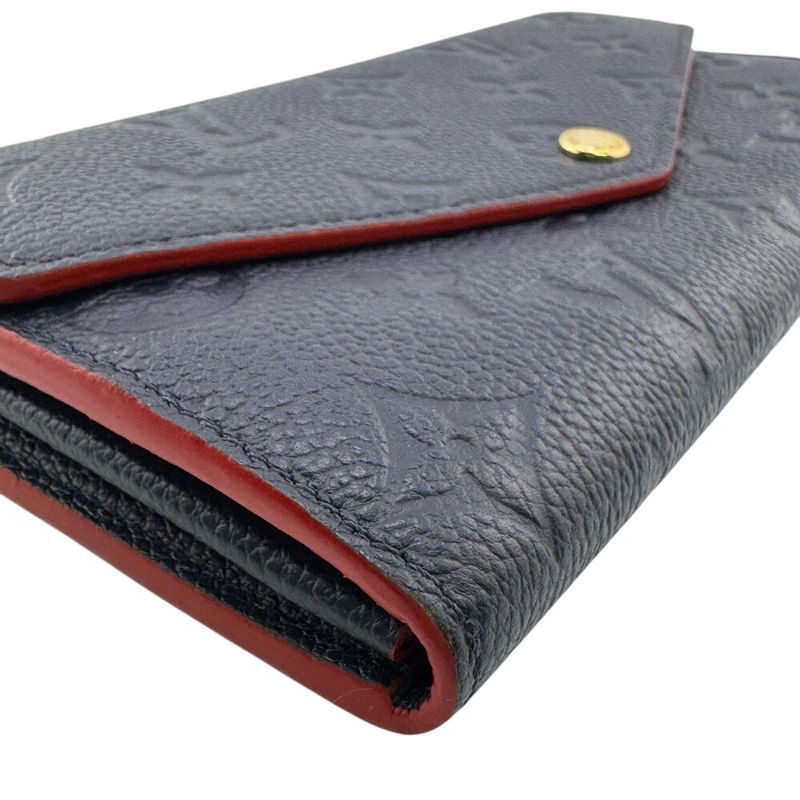 Louis Vuitton M62125 Flap Fold Portefeuille Sarah Long Wallet Marine Rouge Women