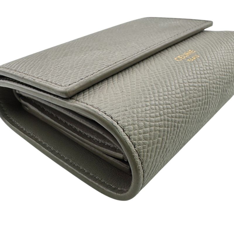 Celine Compact Wallet Logo Small Trifold Wallet Trifold Wallet Glaze Women's