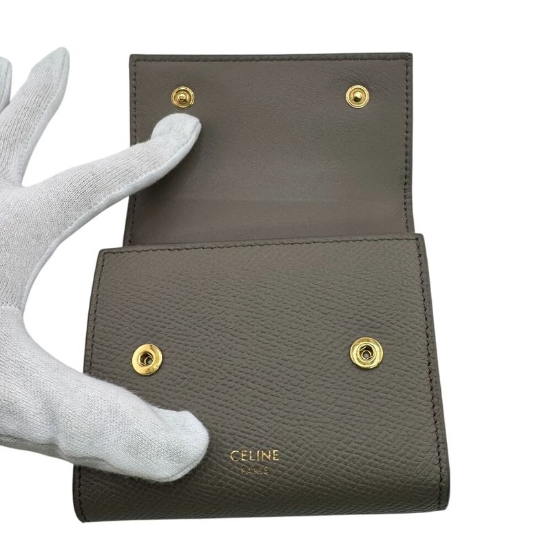 Celine Compact Wallet Logo Small Trifold Wallet Trifold Wallet Glaze Women's