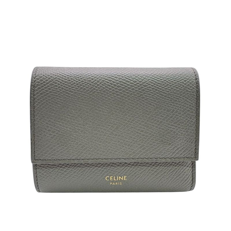 Celine Compact Wallet Logo Small Trifold Wallet Trifold Wallet Glaze Women's