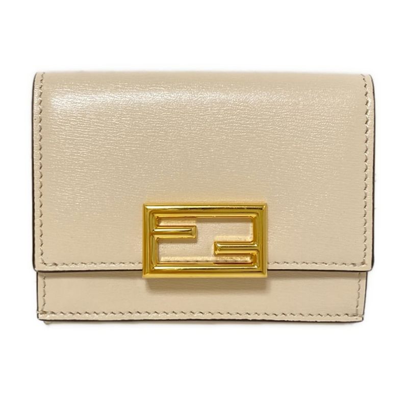 Fendi Trifold Wallet - 8m0395 Ivory Leather