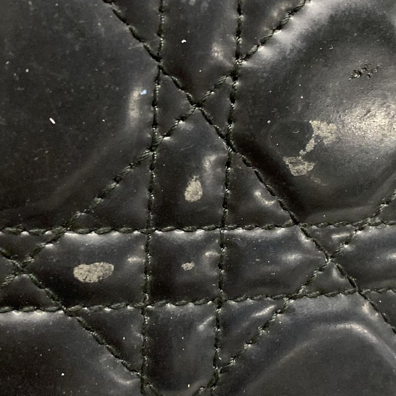 DIOR Christian Dior Long Wallet Canage Stitch Black Round Zipper Leather